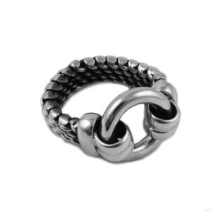 Sterling Silver Chunky Herringbone Chain Ring Size 7
